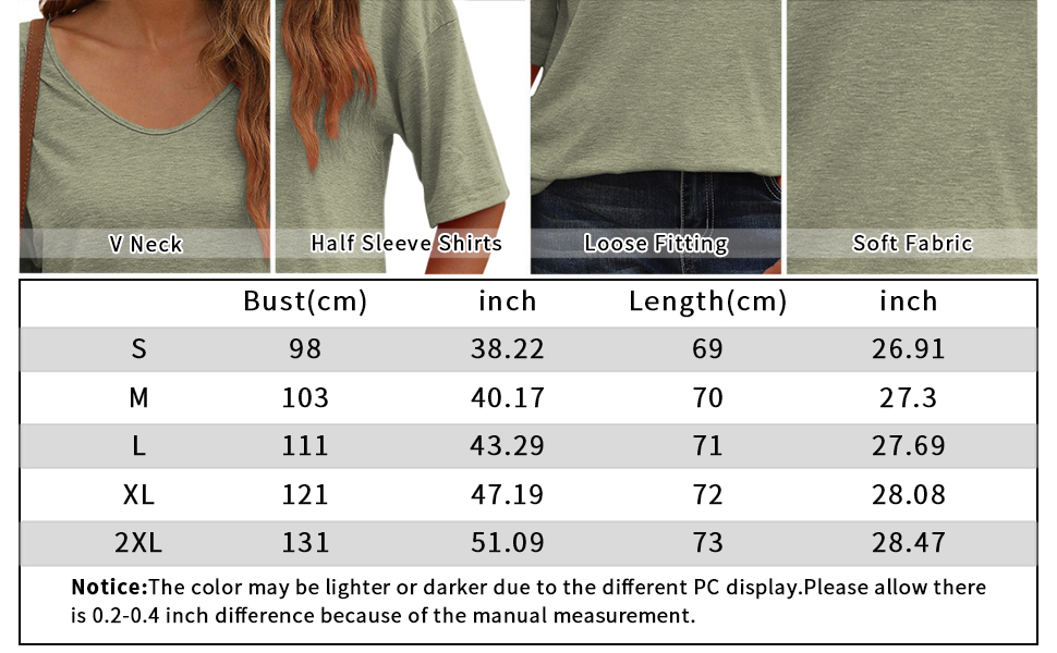 V-Neck Half Sleeves Oversized T Shirt Solid Casual Loose Basic Tops