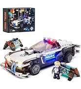 FUNWHOLE Police Patrol Car Lighting Building-Bricks Set - Cyberpunk City Car Chase Playkit with O...