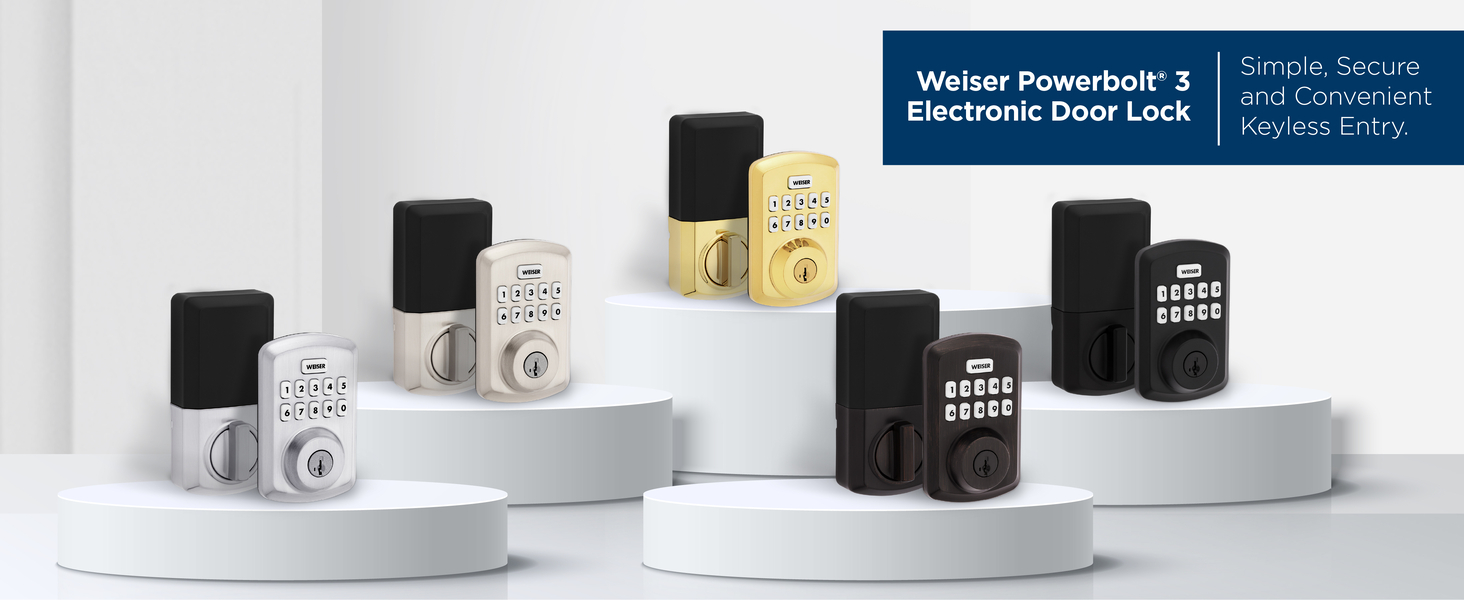 Weiser Powerbolt 3 Polished Brass Keyless Entry Door Lock/Deadbolt Lock