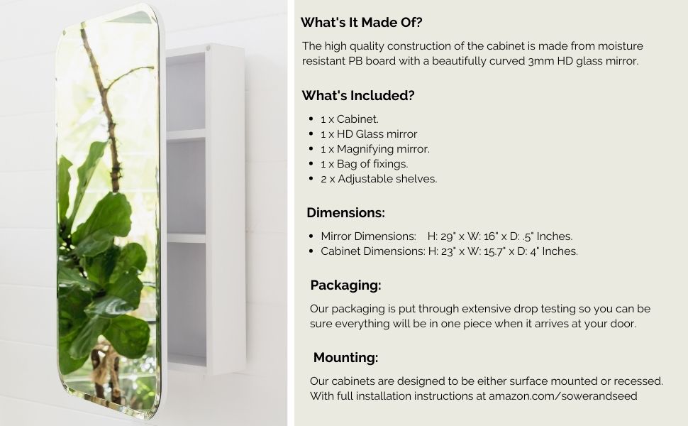 Medicine For Bathroom With Mirror, Recessed