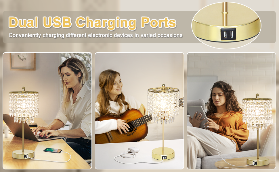 cystal lamps with usb ports