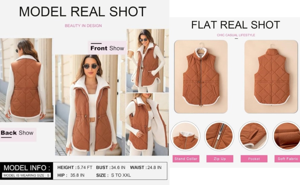 Womens 2024 Winter Vests Sleeveless Fleece Jacket