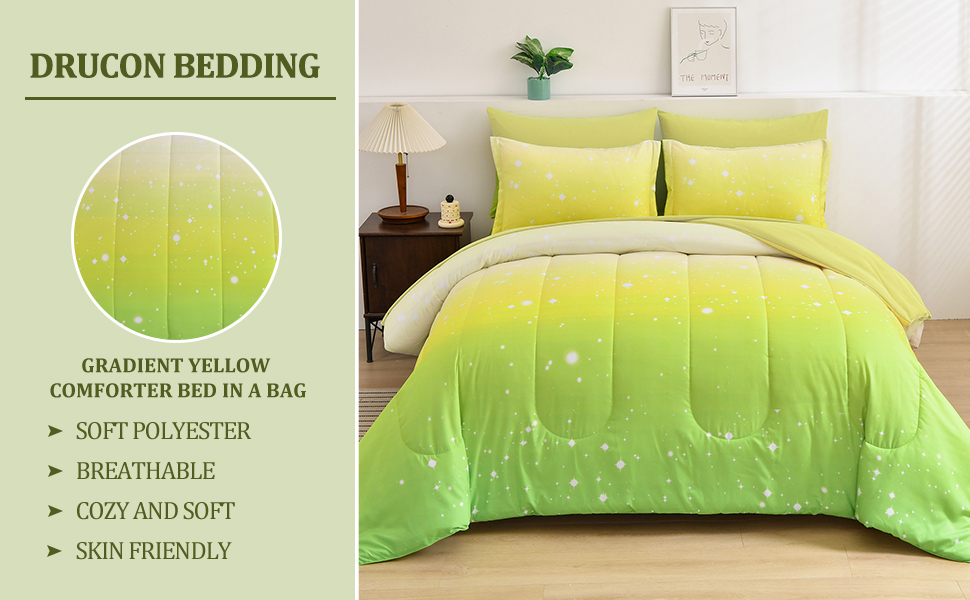 Drucon Girls Comforter Set Twin, 6 Pieces Bed in a Bag