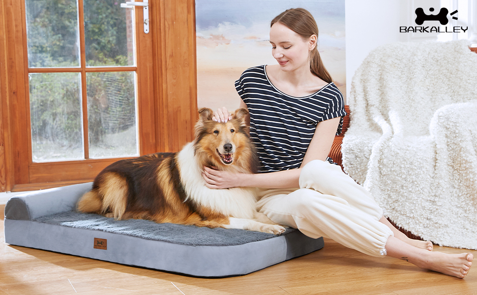 Bark Alley Medium Dog Bed, Grey Orthopedic Dog Bed