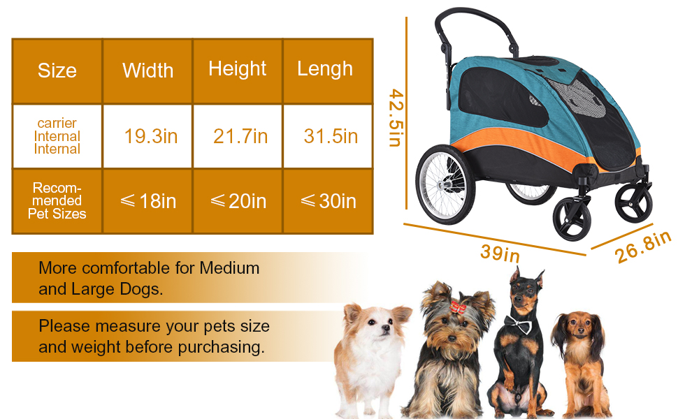 Dog Stroller for Large Dogs, Pet Dog Jogger Wagon Foldable