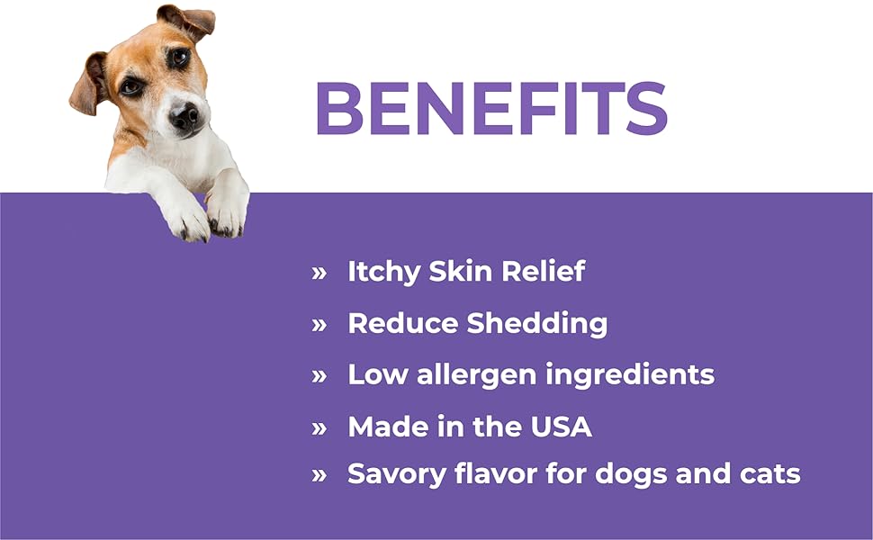 itchy skin relief reduce shedding low allergen ingredients made in usa savory flavor dogs cats