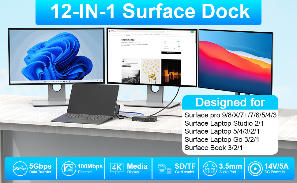 Microsoft Surface Docking Station Triple Display Dual HDMI