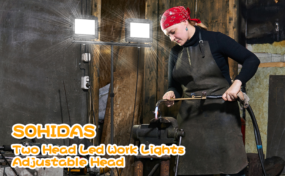 20000 Lumen Work Lights with Stand, Dual Head LED Work Light Waterproof