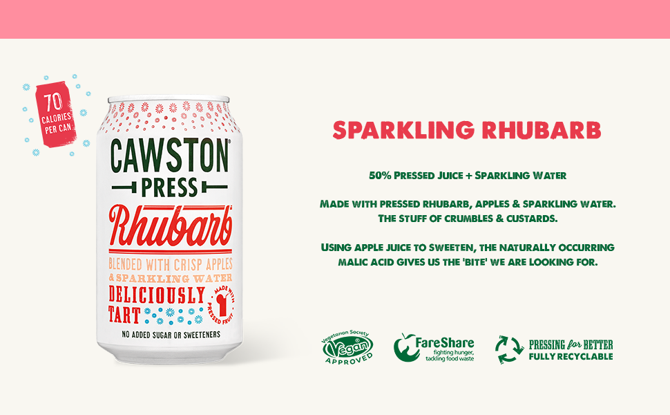 cawston press, sparkling cans, rhubarb