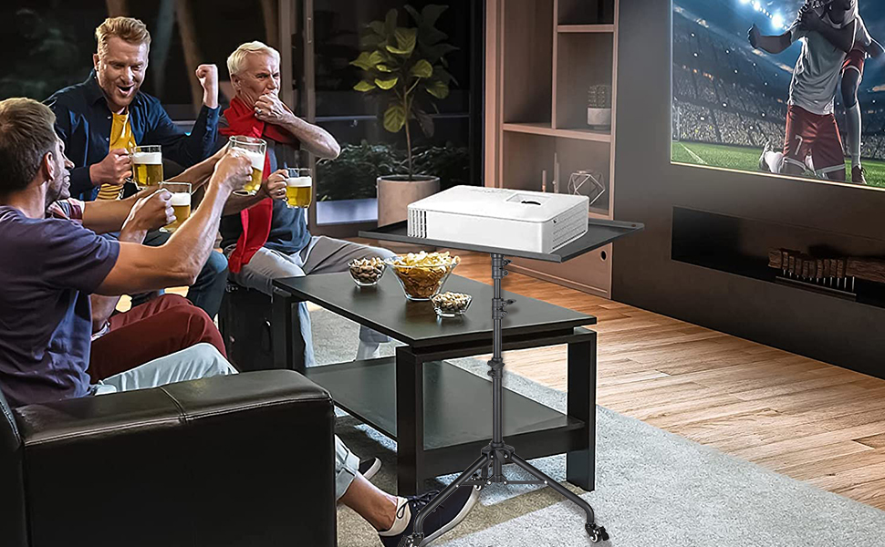 Projector Tripod Stand with 2 Shelves, Phone Holder