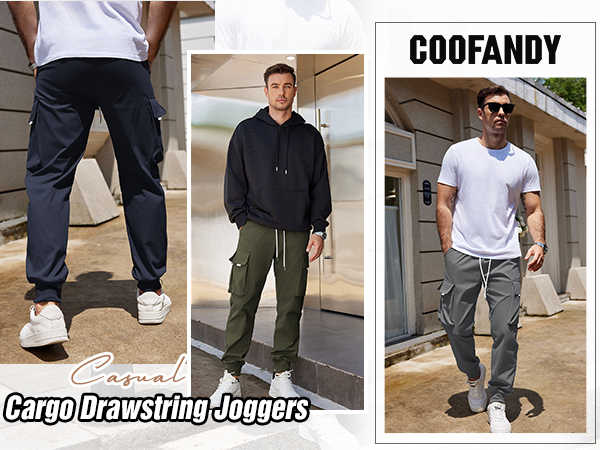 【EURO KENNY】 Taperd Cargo Jogger Pant COOFANDY Mens Tapered Cargo Pants Drawstring Cargo Joggers