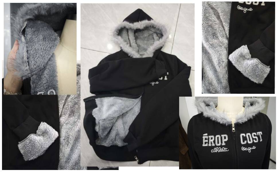 OANTGM Crop Winter Coats Teen Y2k Zip Up Hoodie Fur Jackets