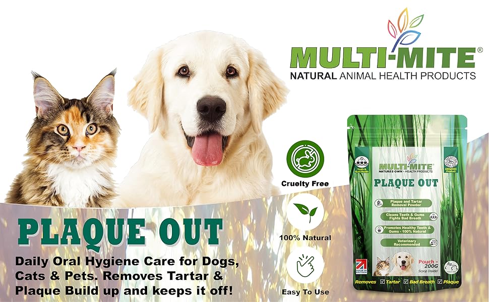 PLAQUE OUT 200G Resealable Pouch Tartar Plaque Off Remover, 100% Natural & Organic - Bad Breath Teeth Gum Care for Dogs, Cats 11 1