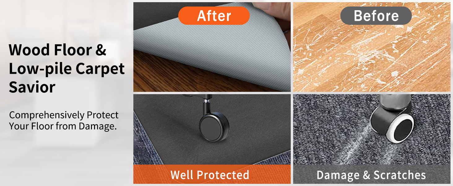 Office Chair Mat for Hard Floors, Slip Resistant Heavy