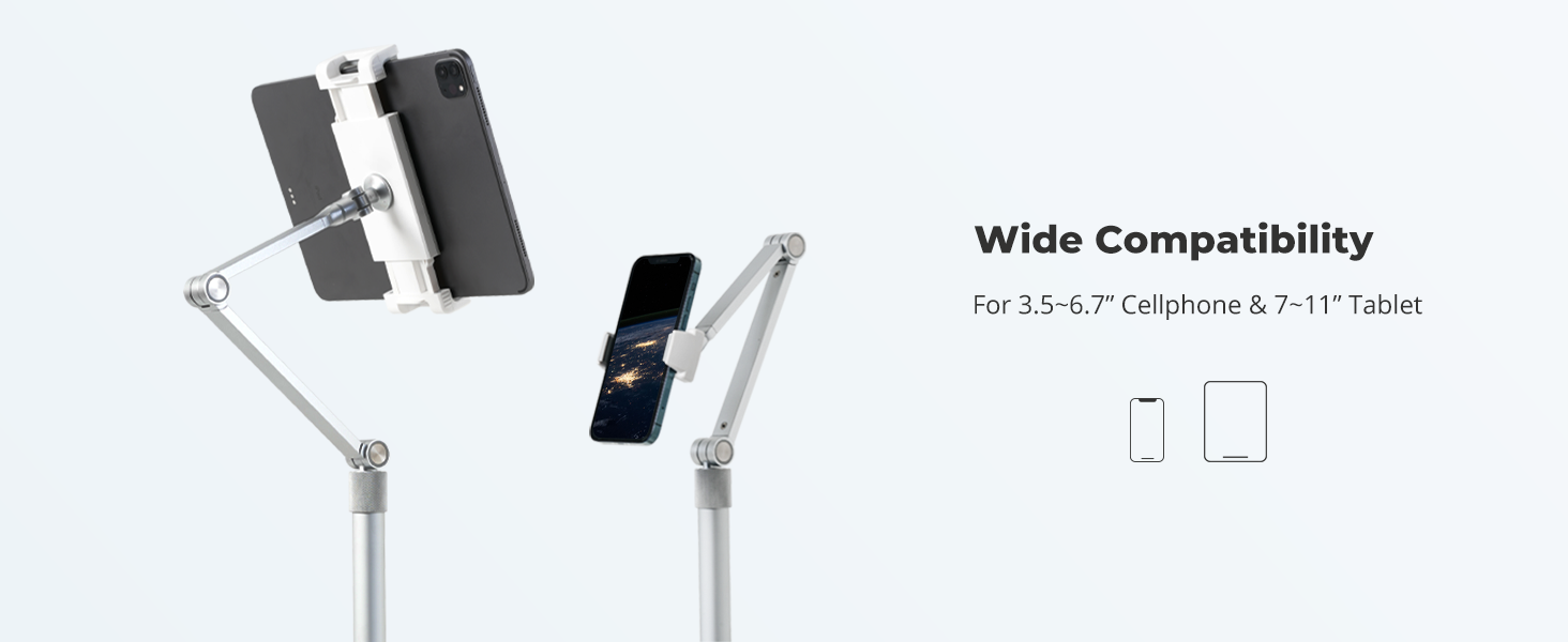 Viozon Tablet Phone Overhead Stand, Height & 360 Degree Angle