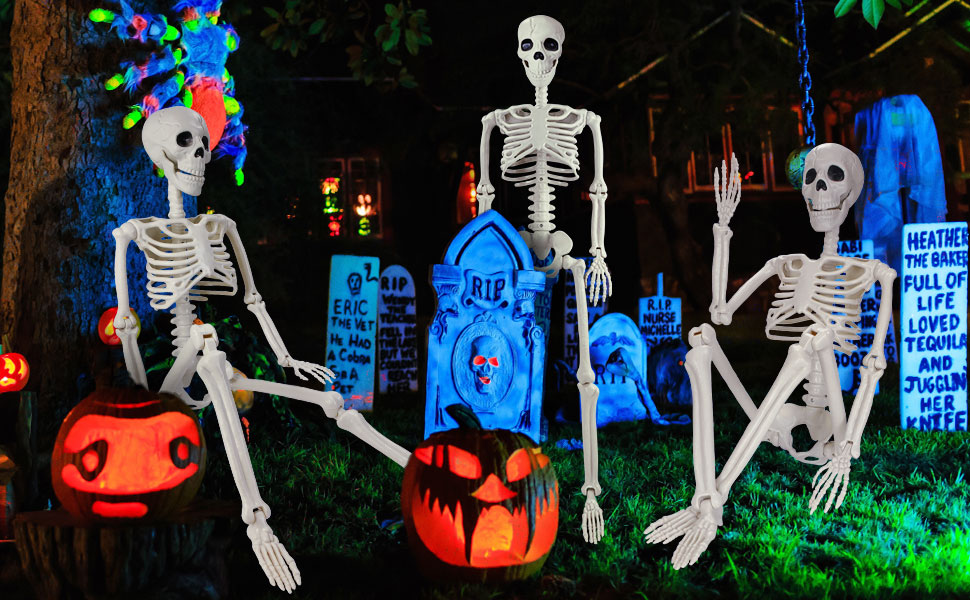 Halloween Skeletons Posable Skeletons Full Body Bones with Movable Joints for Halloween Decorations