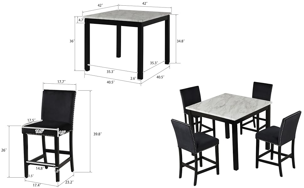 Yoglad Dining Table Set with 1 Faux Marble Dining Table