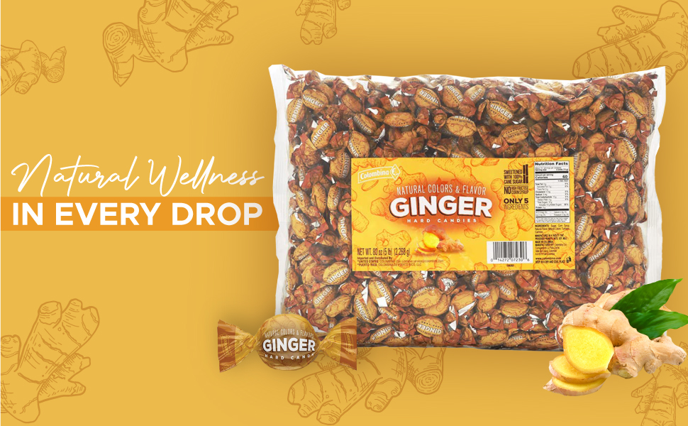 Colombina Ginger Hard Candies, Natural AntiNausea and