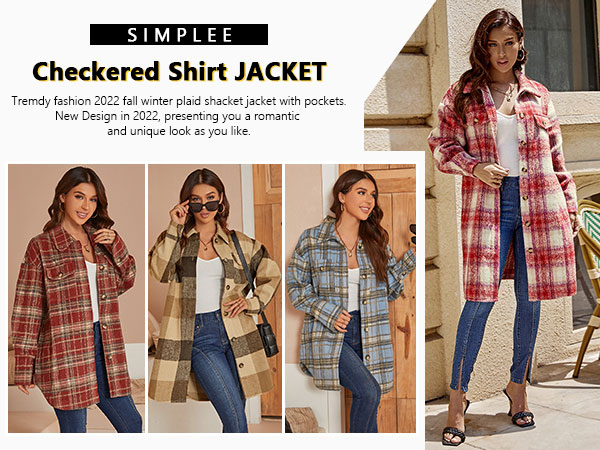 Amazon.com: Simplee Womens Flannel Plaid Shacket Jacket
