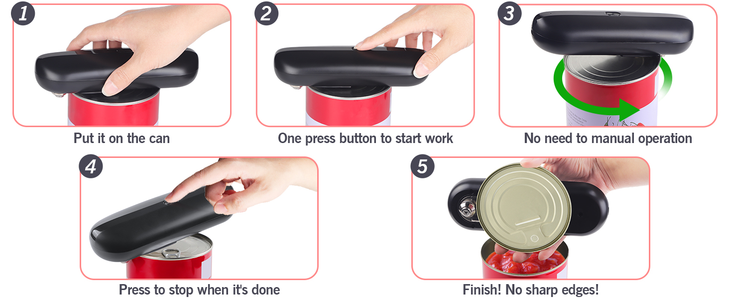 Homtronics Electric Can Opener, [Builtin Rechargeable Battery] One