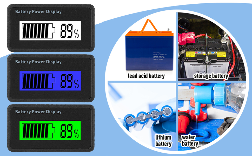 Battery Capacity Monitor, LCD Battery Power Display Voltage Meter 12
