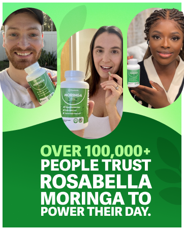 rosabella moringa capsules morning antioxidant superfood energy skin health amino acid powder