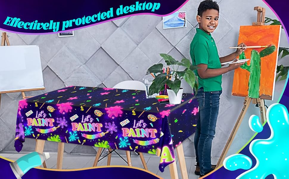Paint Splatter Tablecloth,Art Painting Party Supplies 3PCS