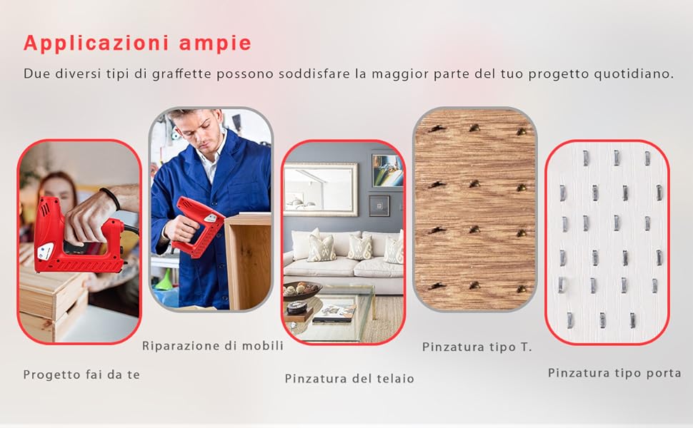 COSTWAY Chiodatrice Elettrica, Include 1200 Punte Metalliche 300 Chiodi, Rosso 13 1