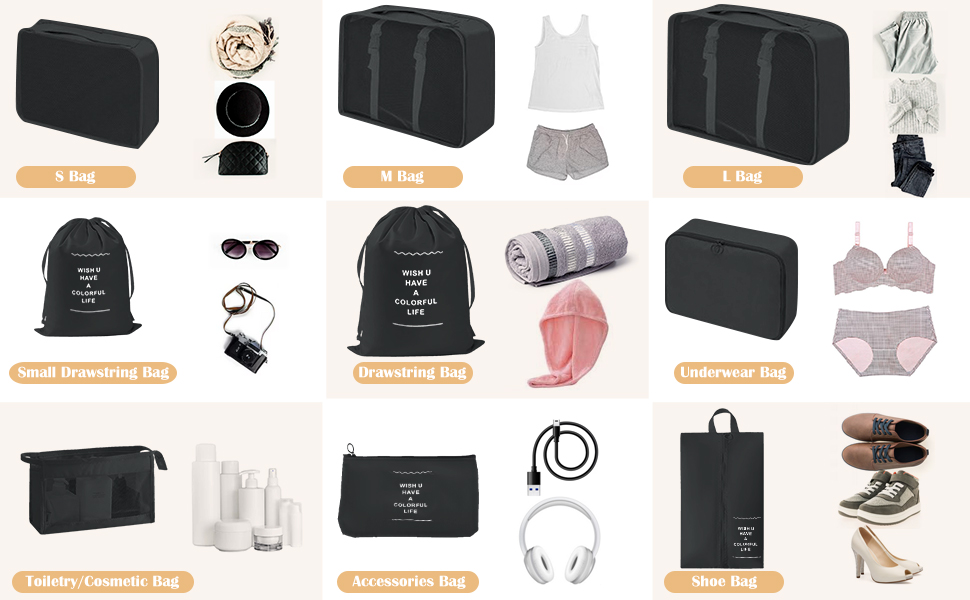 YAMAIDUO Organisateur Valise, Lot de 9 Rangement Valise,