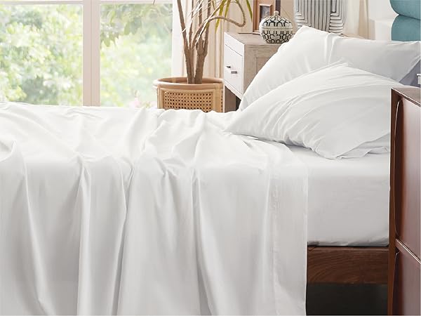 white sheets cotton sheets percale queen sheet set cooling bedding sheets & pillowcases