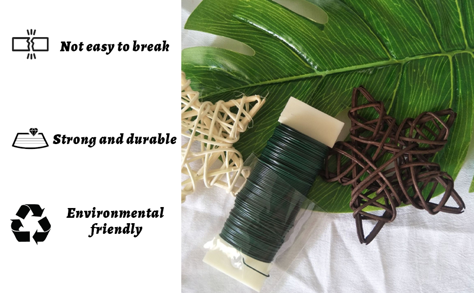 Florist Wire, 3 Rolls 22 Gauge Green Florist Wire for Wreath Making