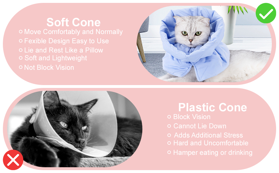 Soft Cat Cone, Adjustable Cotton Cat Cone Collar, Waterproof Cat Cone
