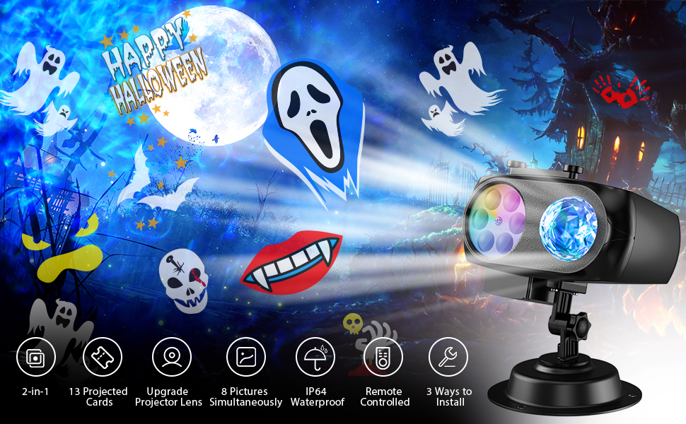 Halloween Projector Lights Outdoor, 13 Projection Card