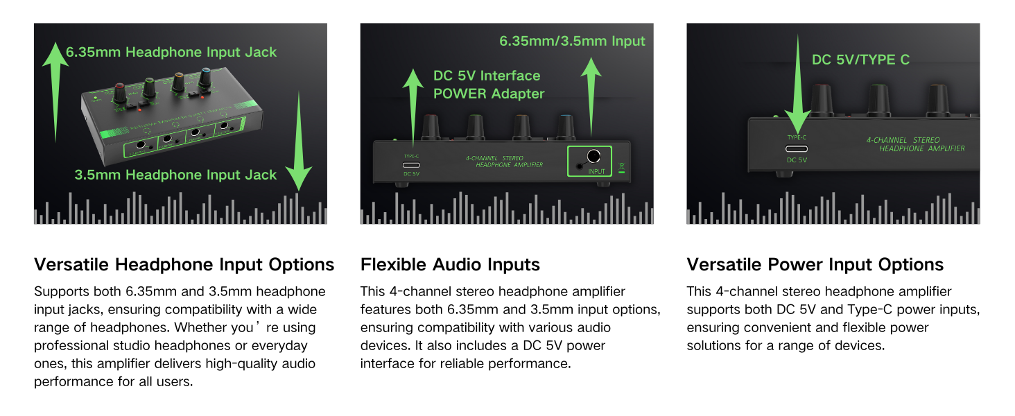 4 Channels Headphone Amplifier