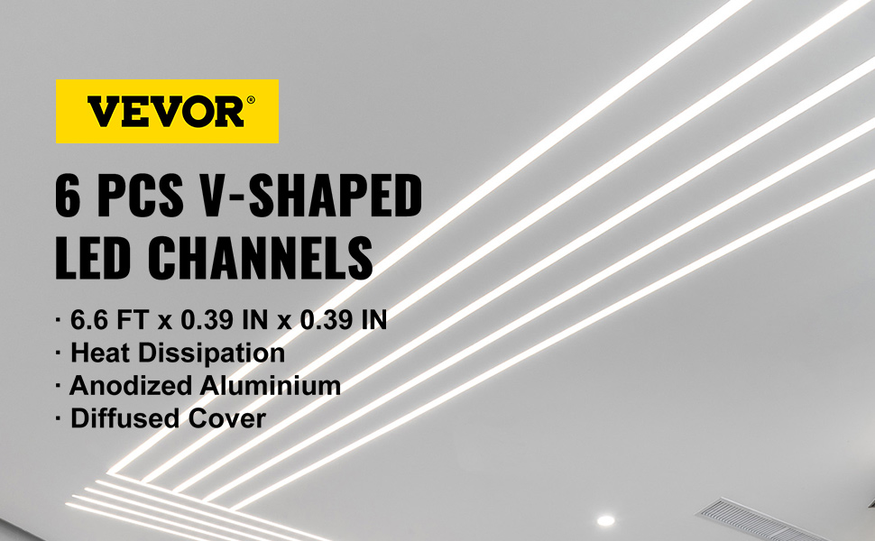 VEVOR LED V Channels, 6Pack 6.6 ft VShaped LED Channel