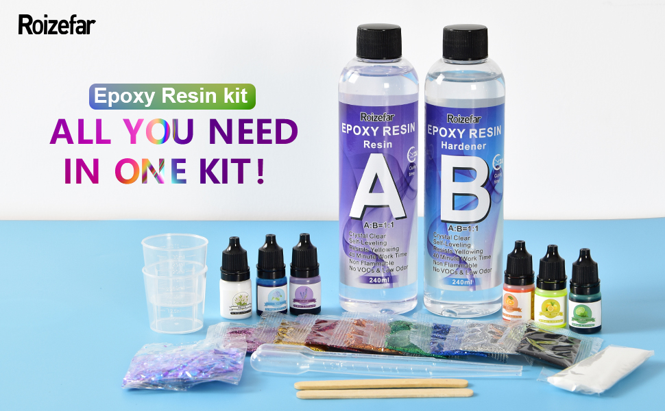 Epoxy Resin Kit, 480ml Crystal Clear Resin Kits for Beginners, Resin