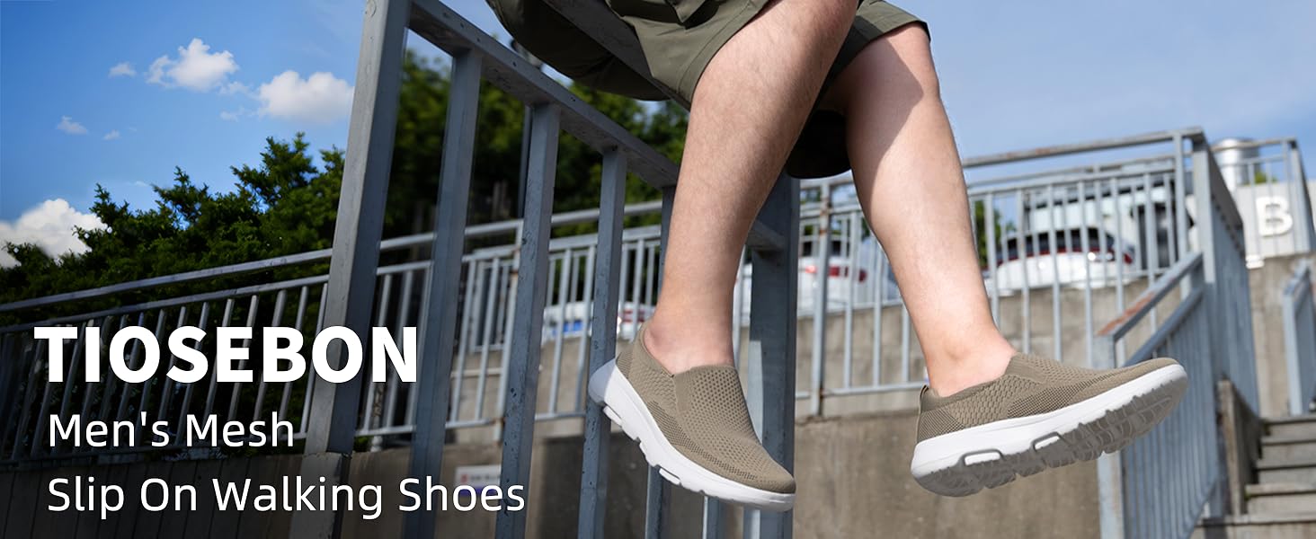 Men&#39;s Mesh Slip On Walking Shoes Loafers-Work Drving Tennis Shoes