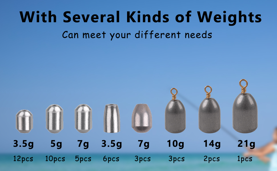 Assorted Fishing Egg Sinker Weights42pcs/box Hollow Olive Shape Bass