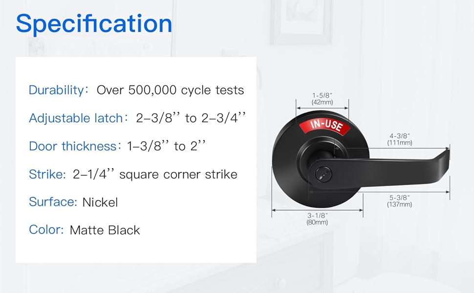 Privacy Indicator Lever Lock, Inuse or Vacant, Occupied Bathroom Door