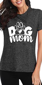 Dog Mom Shirt Women Funny Dog Paw Graphic Tee