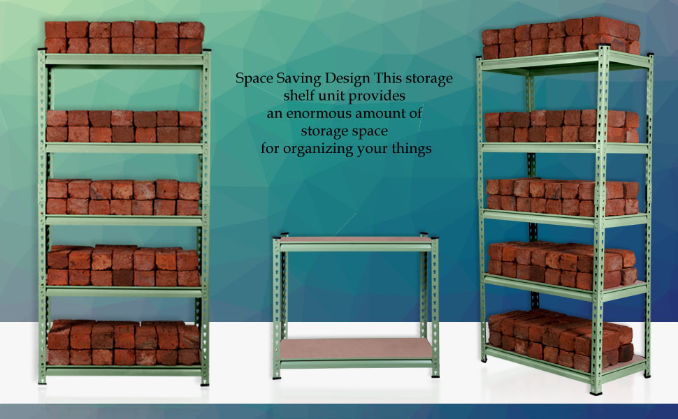 Green Adjustable 5-Shelf Shelving Unit Storage Rack