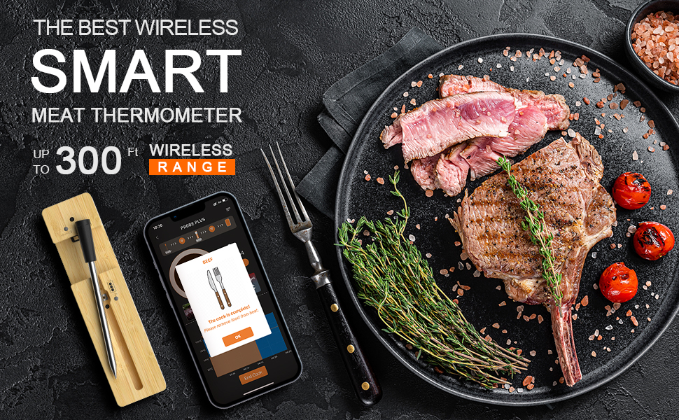UPMSX 300FT Smart Meat Thermometer Wireless Bluetooth