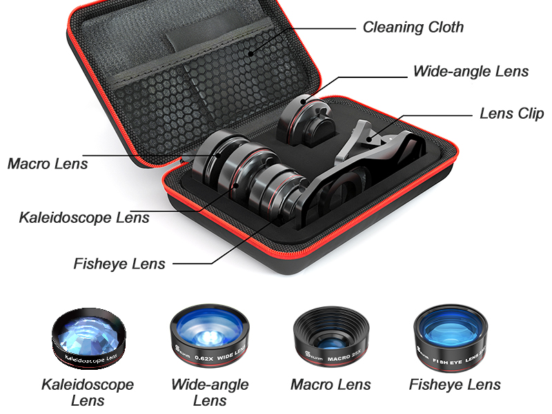 Selvim Phone Camera Lens Kits, Upgrade 4 in 1 Phone Lens 235° Fisheye