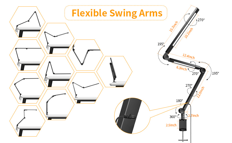 EppieBasic Led Desk Lamp,Dual Light Architect Desk Lamp for Home Office