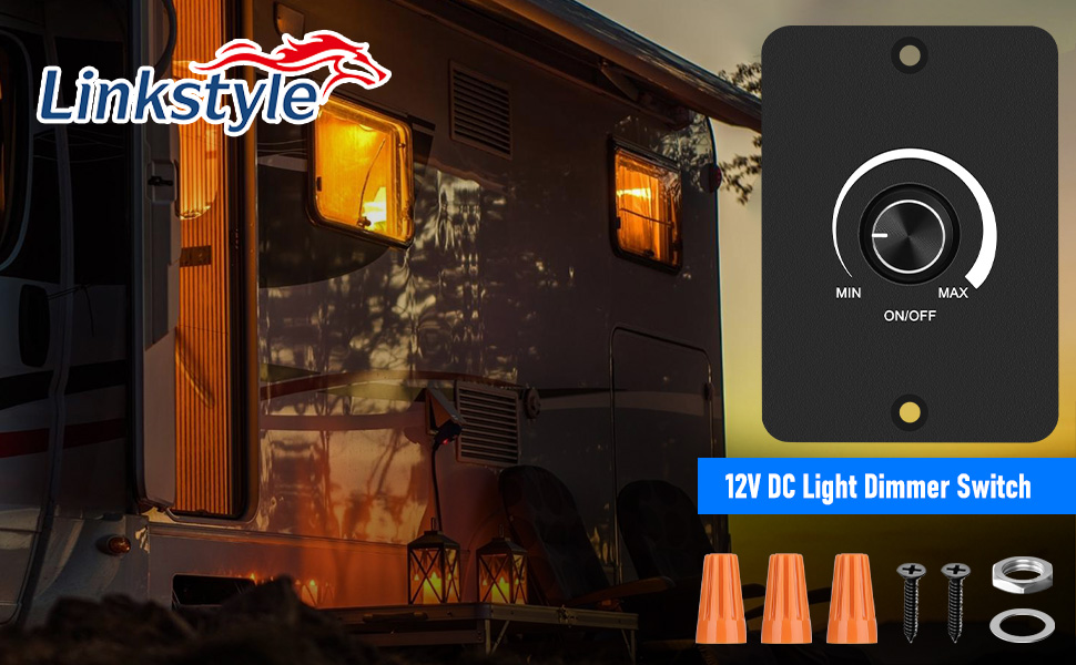 12V LED Dimmer Switch, Linkstyle RV Dimmer Switch, PWM Rotary Dimming Switch for Camper Van