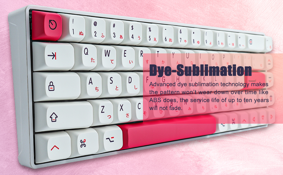 だぶる✩.*˚ PBT Keycaps 126 klawiszy japońska sublimacja dye biały i