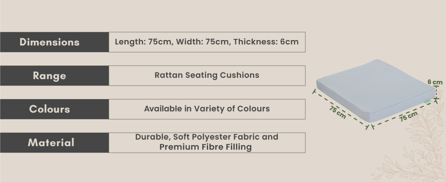 Gardenista Outdoor Seat Cushion Pads for Rattan Furniture Water