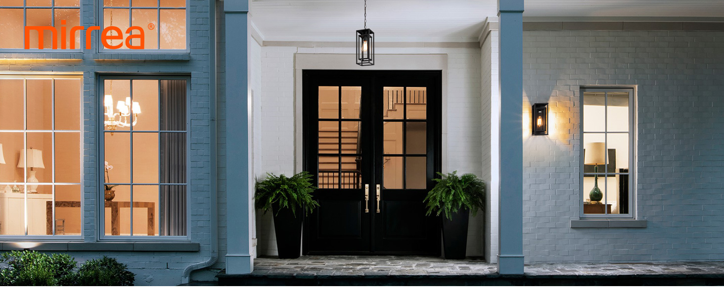 mirrea 14" Outdoor Pendant Lights for Front Porch Hanging Lamps for House Outside Lighting Fixture