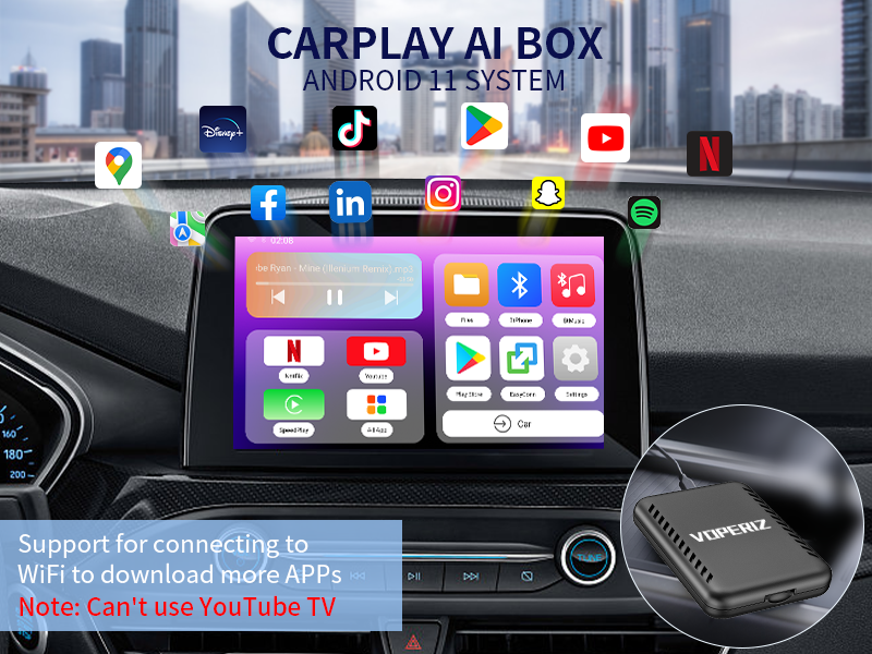 4 in 1 Wireless CarPlay Adapter with YouTube/Play Store