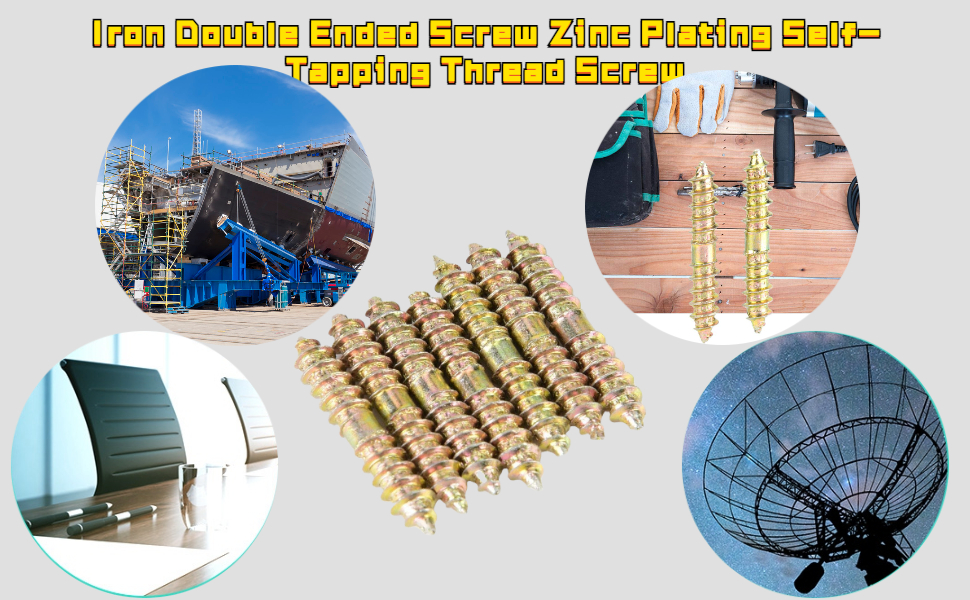 20pcs 5x30mm Double Ended Dowel Screw Self Tapping Threaded